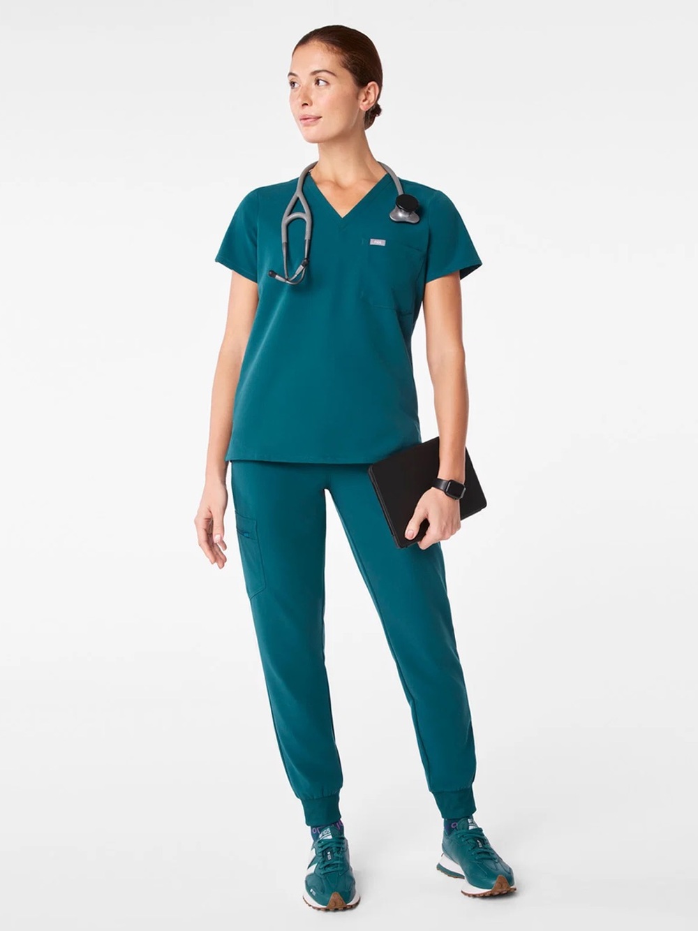 Figs Scrub Set in Caribbean Blue - Catarina Top and Lesage Joggers, Size XSR